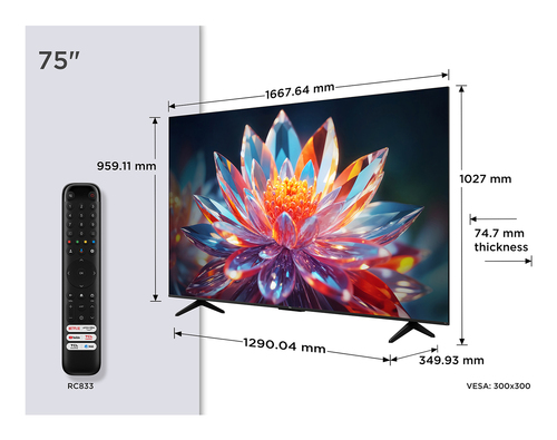 TCL 75T6C – 75 inch – 4K QLED – 120Hz Smart TV