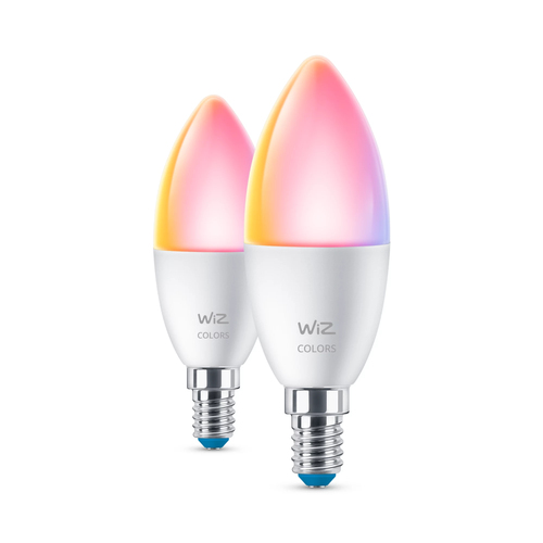 WiZ Connected WiZ Kaarslamp - Wit en Gekleurd Licht - E14 - 2-pack