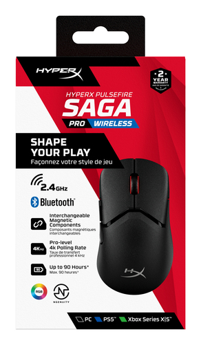 HyperX Pulsefire Saga Pro Wireless Gaming Muis Zwart